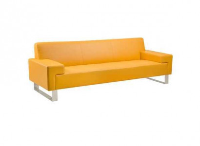 Orange 3-seater upholstered sofa leather couch three-seater living room sofa